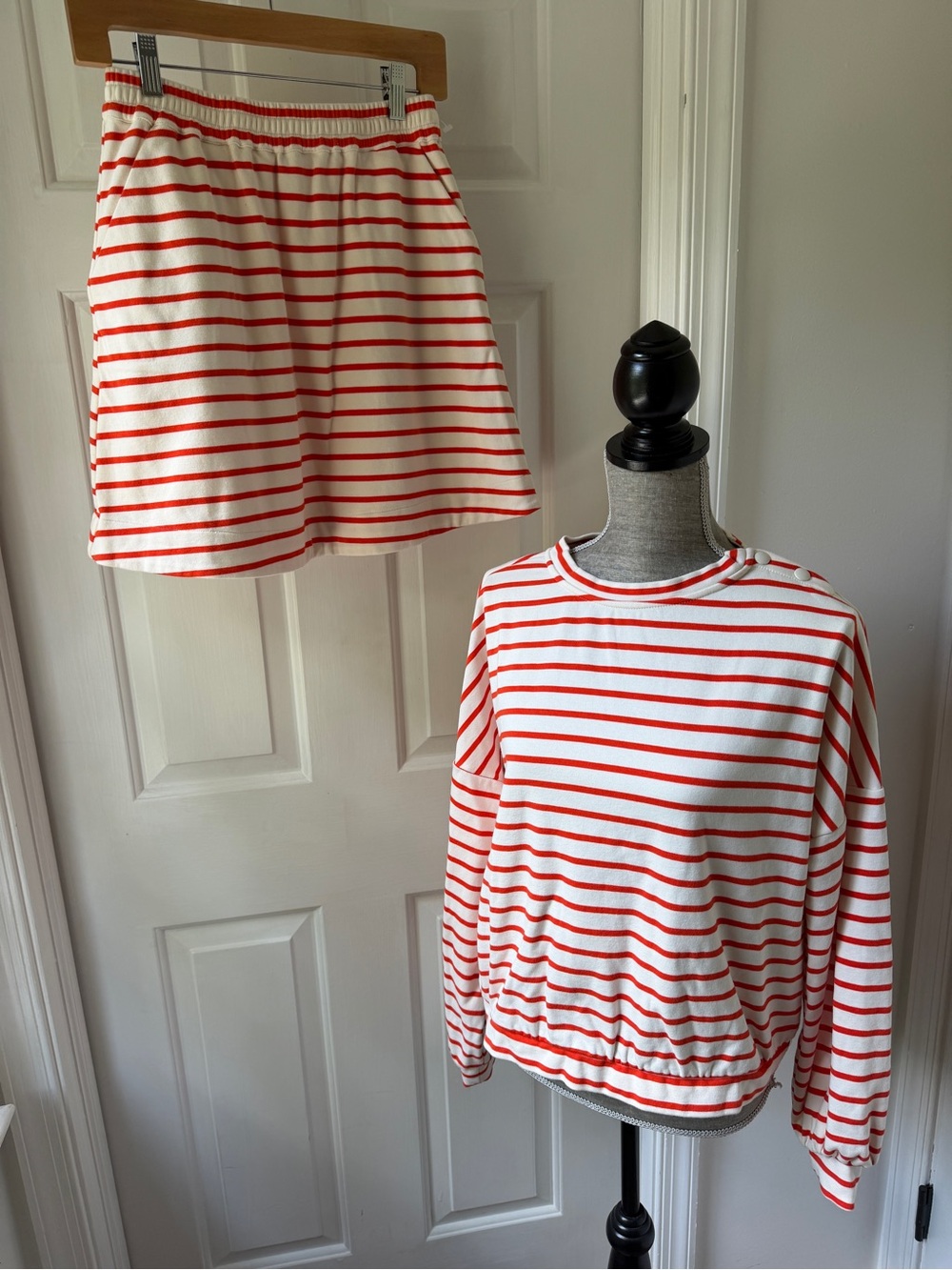Buru Red White Striped Lounge Set Coastal Preppy Relaxed Resortwear Medium